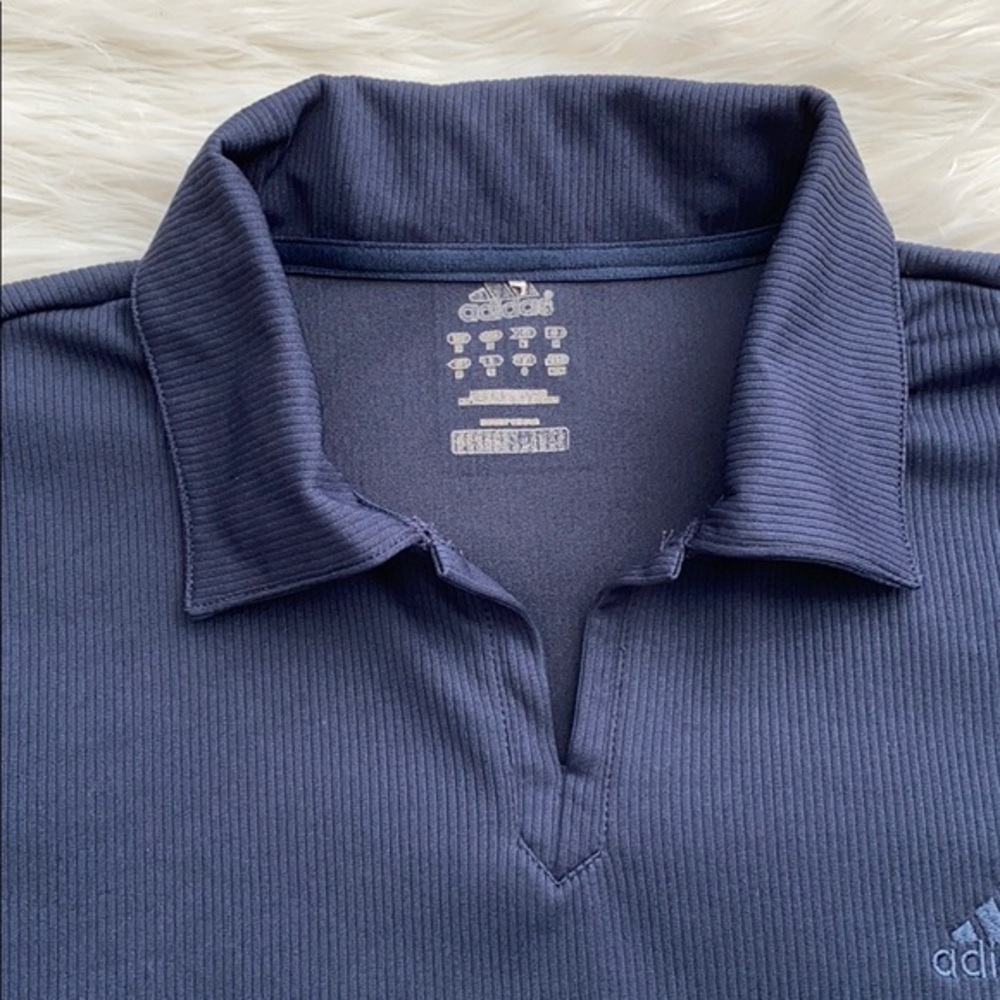 Adidas | Blue Ribbed‎ Polo - Picture 6 of 8